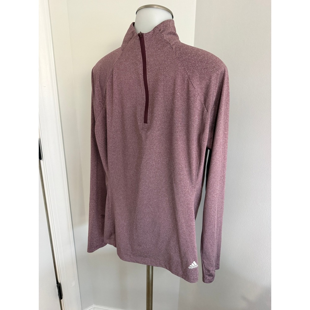 Adidas Golf Womens Quarter Zip Pullover Maroon Heathered Long Sleeve Large